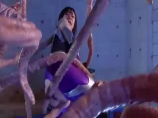 Huge tentacle and big Titty asian porn girl